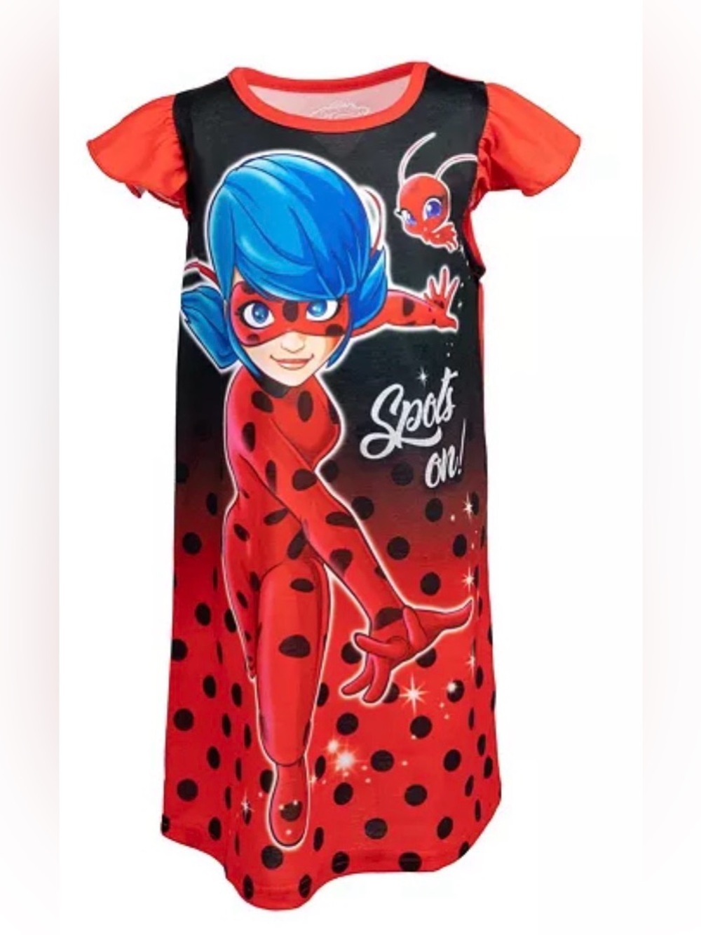 Miraculous Ladybug Little Girls Nightgown Pajamas Black/Red Size 10 New Sealed